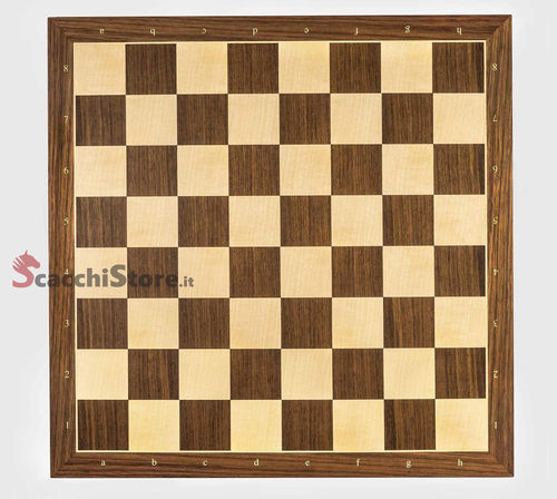 Scacchiera da torneo in legno di Noce e Acero. 50 x 50 cm, casa 55 mm - con numerazione
